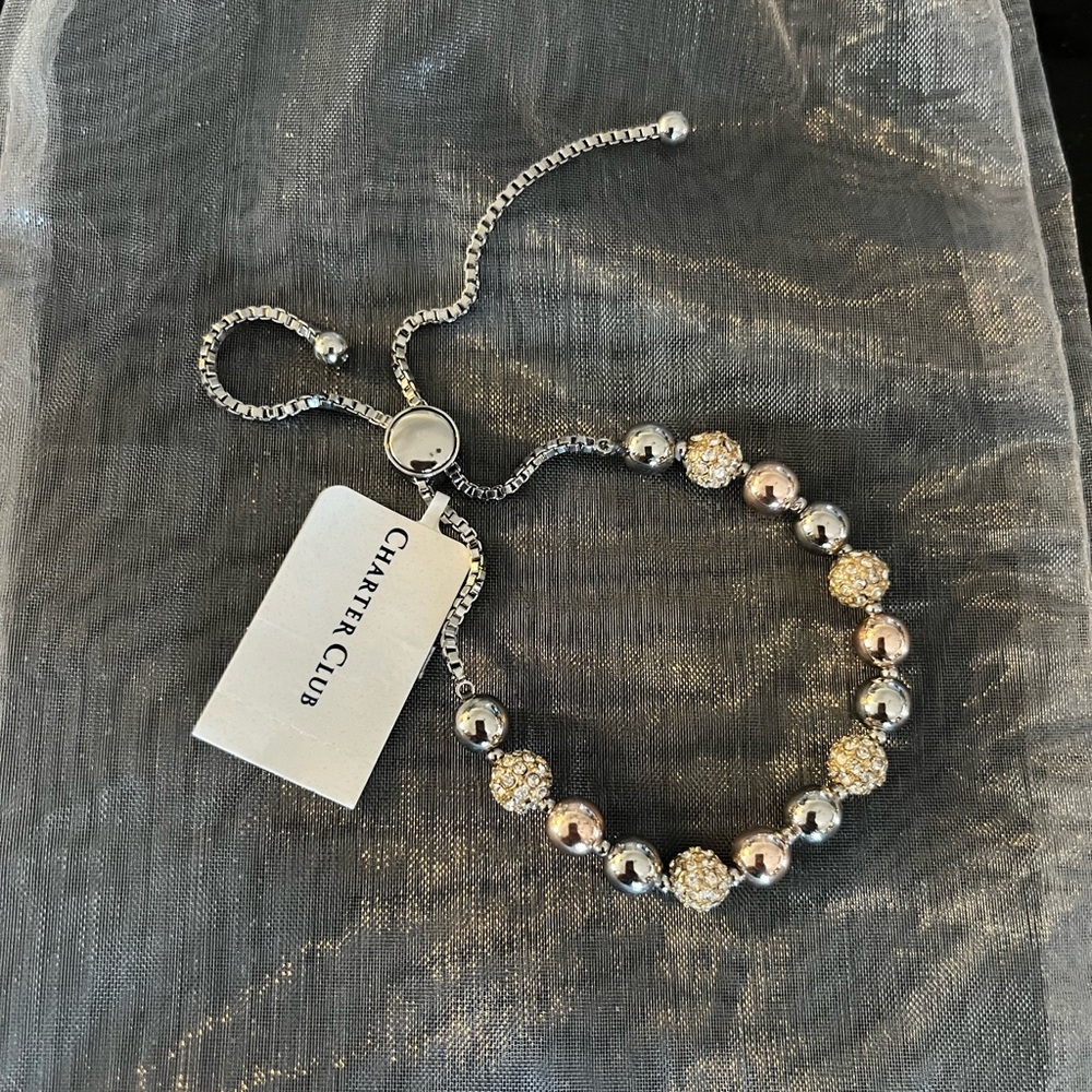 NWT Charter Club Pearl Slider bracelet - Picture 2 of 5